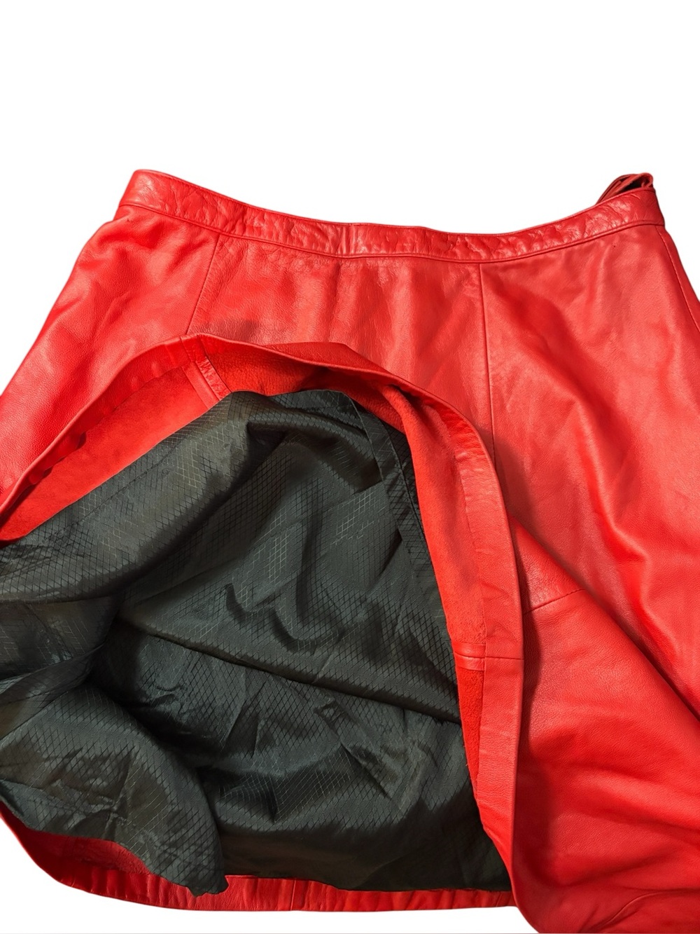 Red Hot Quality Leather Skirt, SZ 14 - Picture 5 of 6